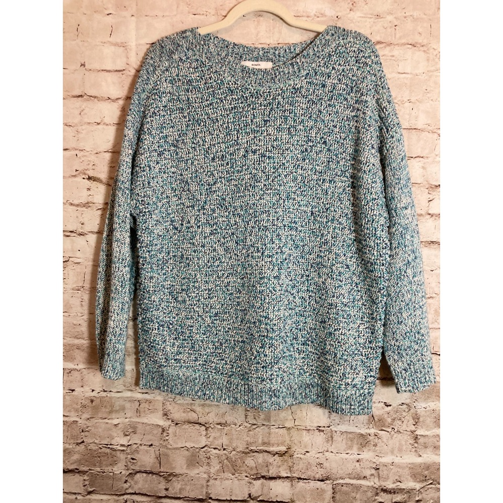 Bonita Germany Sweater Womens XL Turquoise‎ Blue Speckled Beachy Pullover Boxy